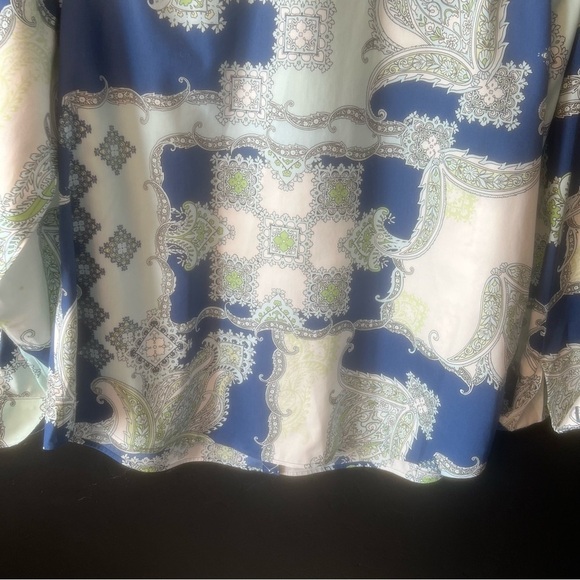 CHICO'S PAISLEY POP GIANA BLOUSE SZ  3 Paisley Print Blue and Green Women's Top - Picture 11 of 15